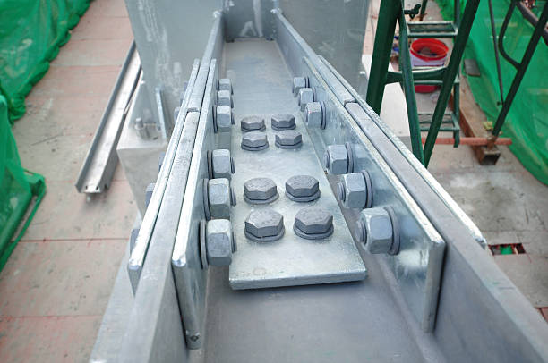 istock Steel connection by bolts and nuts 178151367