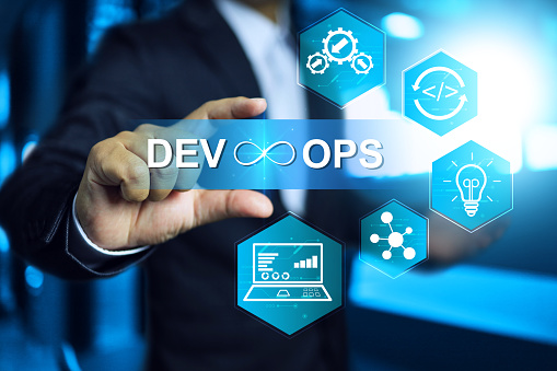 Devops concept with data science or software developer working on management task agile methodology dev ops development operation programming technology