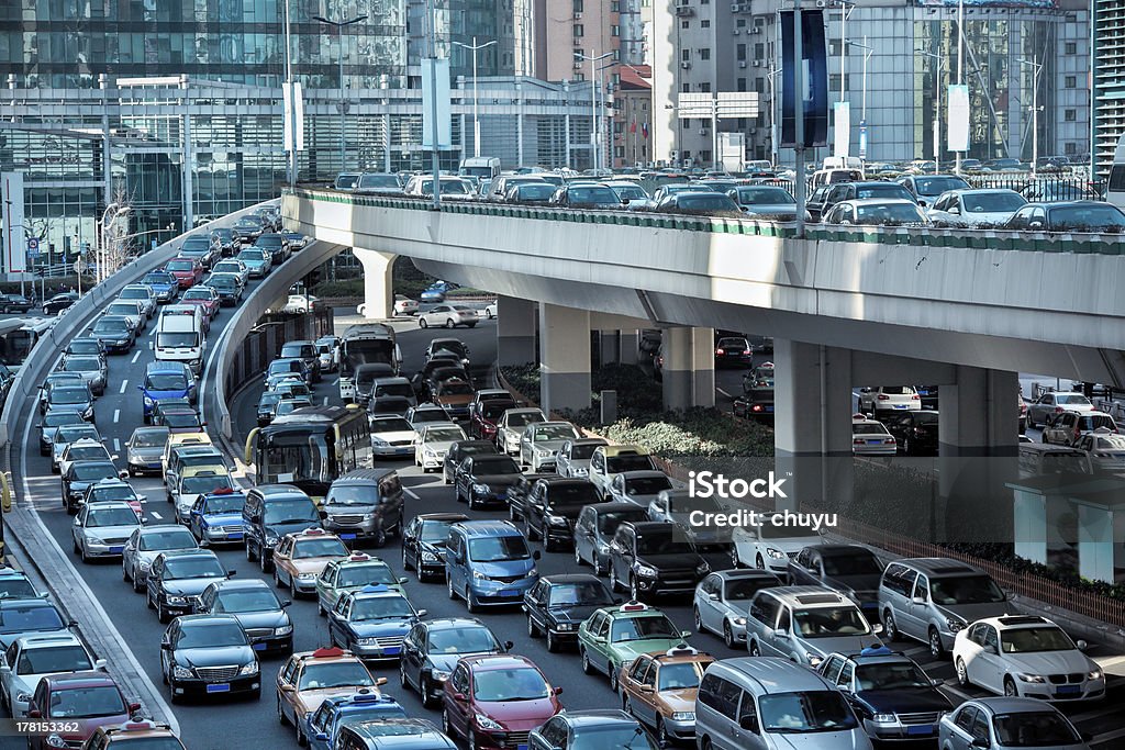 automobile congestion in the morning rush hour Traffic Jam Stock Photo