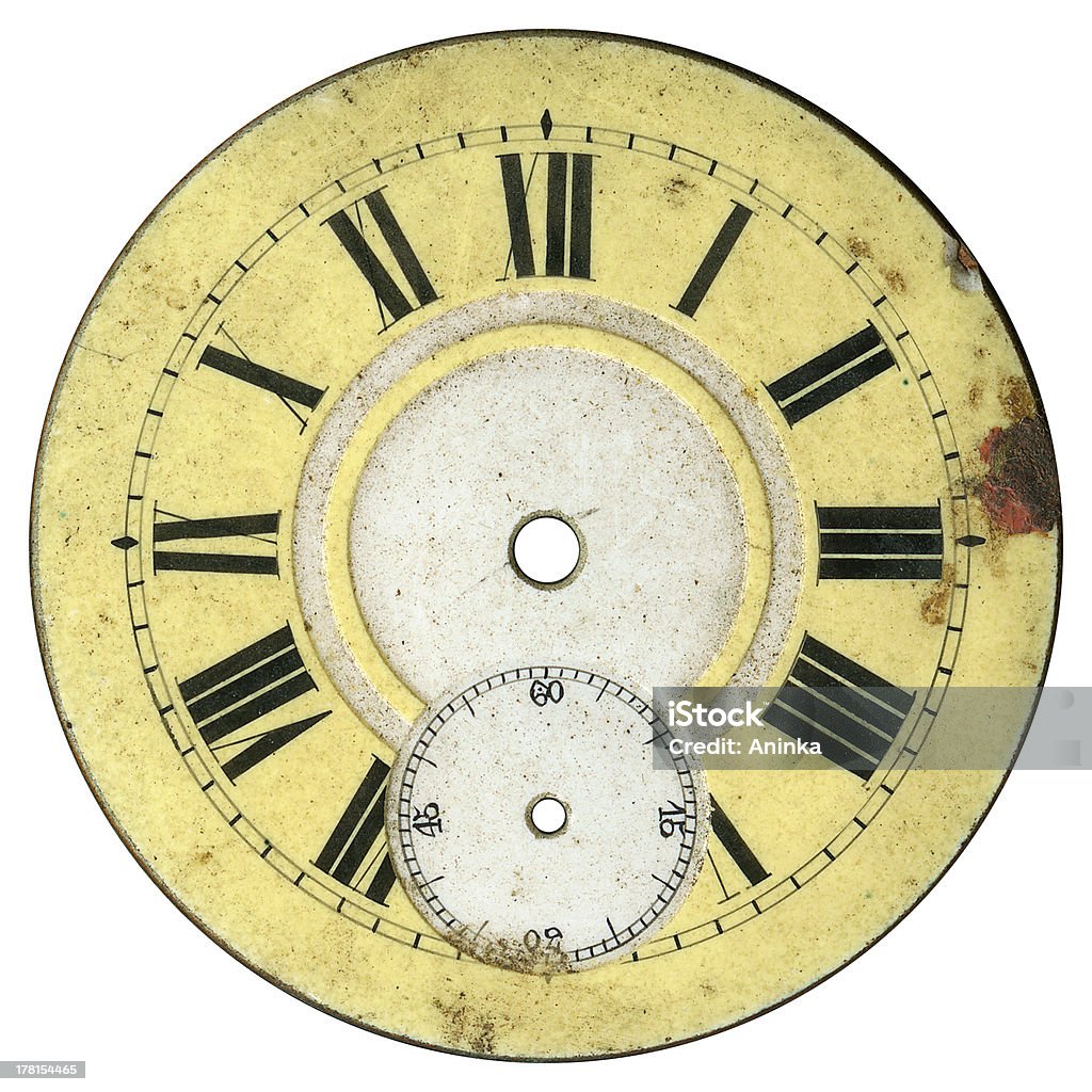 Vintage Watch Dial Vintage pocket watch - dial only - isolated with clipping path Aging Process Stock Photo