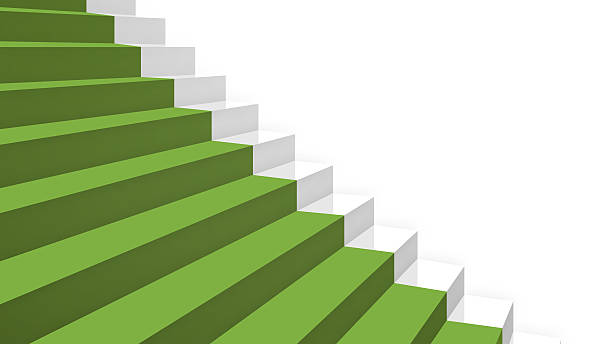 istock close-up grey stairs in diagonal perspective with green carpet 178155302