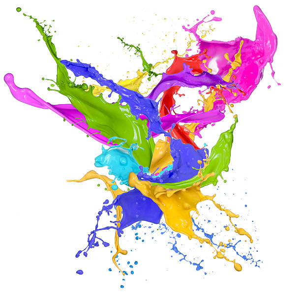 istock Colorful splashes of paint on a white background 178156470