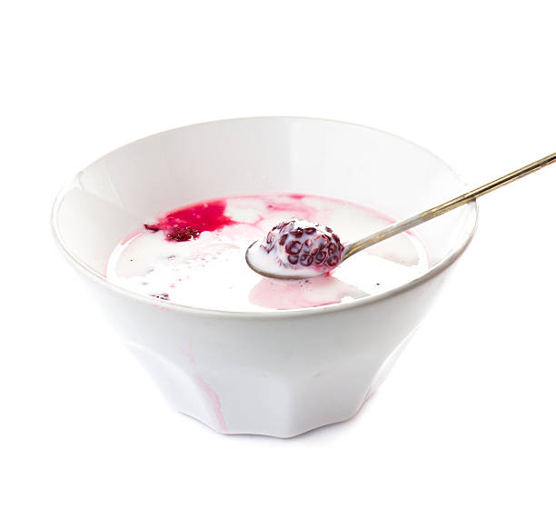 istock Fresh yogurt with  blackberry in a white bowl, 178156721