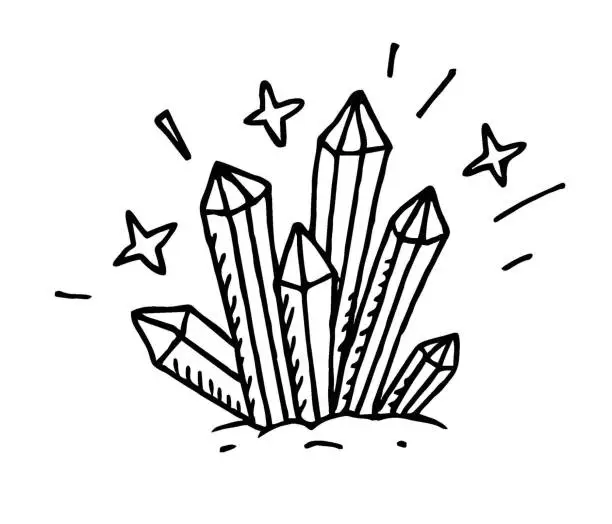 Vector illustration of Hand drawn Quartz Crystals