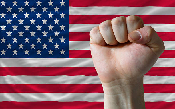 istock american national flag with hard fist 178158644