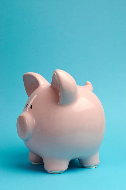 istock Piggy bank against a blue background 178159463