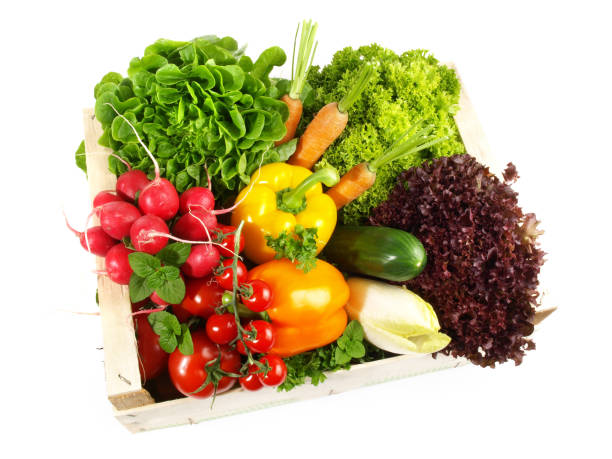 istock Mixed Vegetables and Salads in a Box on white Background - Isolated 1781606330