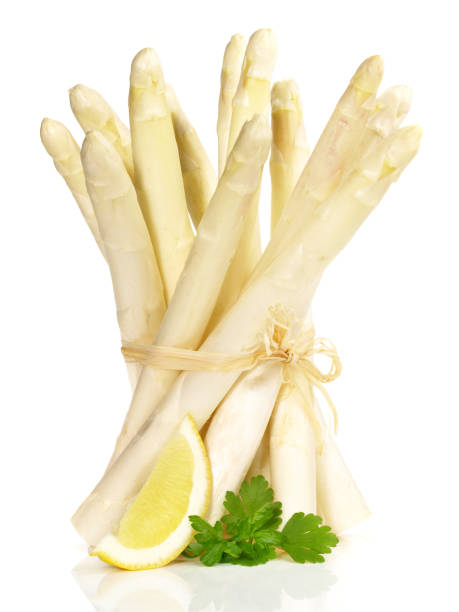 White Asparagus with Ingredients - Isolated on white Background