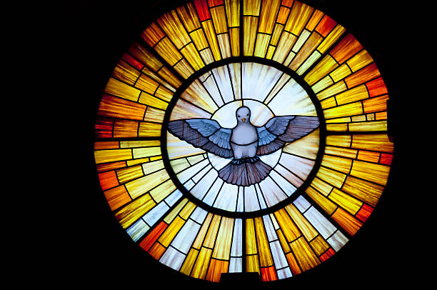 Outpouring of the Holy Spirit Stained glass picture of Outpouring of the Holy Spirit. religion stock pictures, royalty-free photos & images