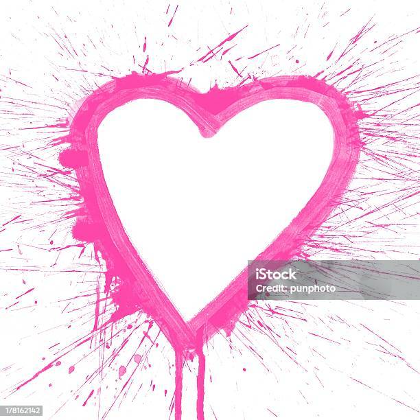 Pink Water Color Splash On Heart Stock Photo - Download Image Now - Abstract, Acrylic Painting, Art