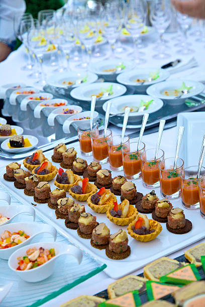 catering - amuse beech catering - finger food - amuse buche amuse stock pictures, royalty-free photos & images