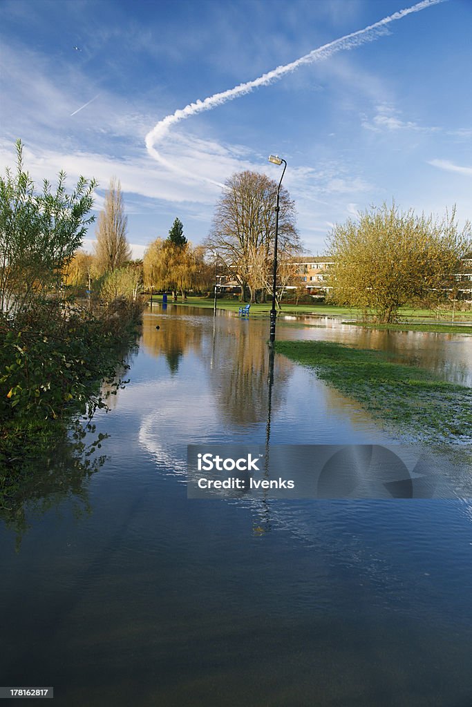 flood in UK, river Thames  Reading flood in UK, river Thames in Reading Lake Stock Photo