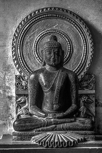 03 02 2020 Vintage Seated Buddha from Madagaram now in the Tanjore Art Gallery Thanjavur Tamil Nadu India Asia