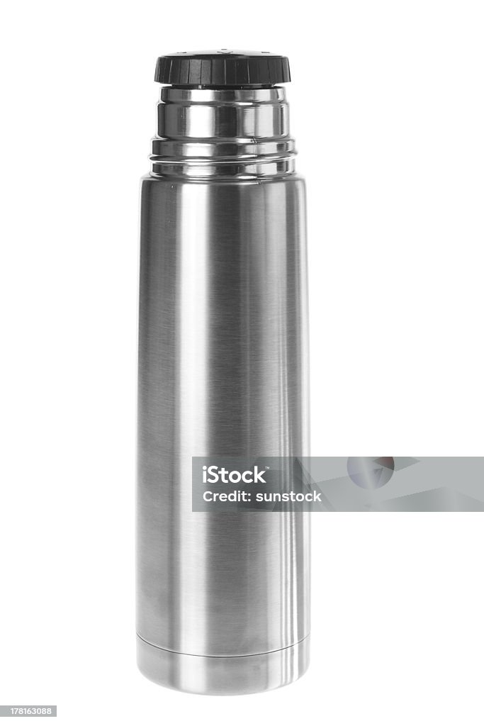 Vacuum Flask Vacuum Flask on White background Aluminum Stock Photo