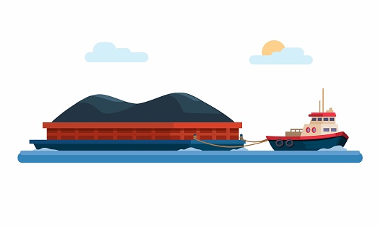 Coal Ship Transportation Cartoon illustration Vector