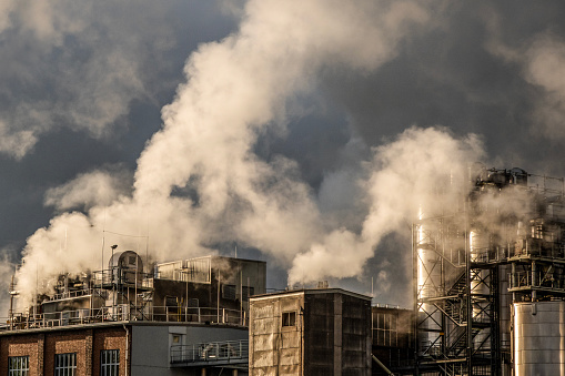 Industrial plant that emits fumes and causes environmental pollution