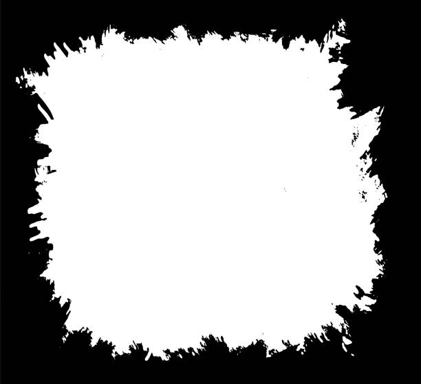 istock Black and white Grunge photo frame, Grunge border background. Abstract vintage grunge round stock brush album element, square vector template old photo effect and film grain texture 1781648158