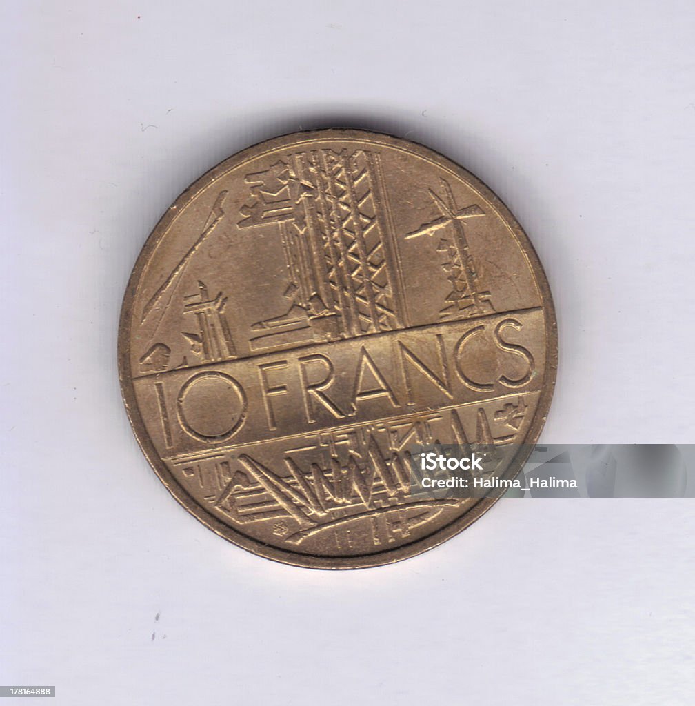 Moneta numismatico: Pilone di energia elettrica da 10 franchi francesi - Foto stock royalty-free di Affari