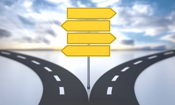 istock Divided Road And Decisions With Road Sign 1781661452