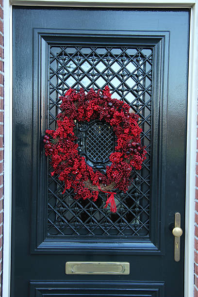 istock Christmas wreath on a door 178166578