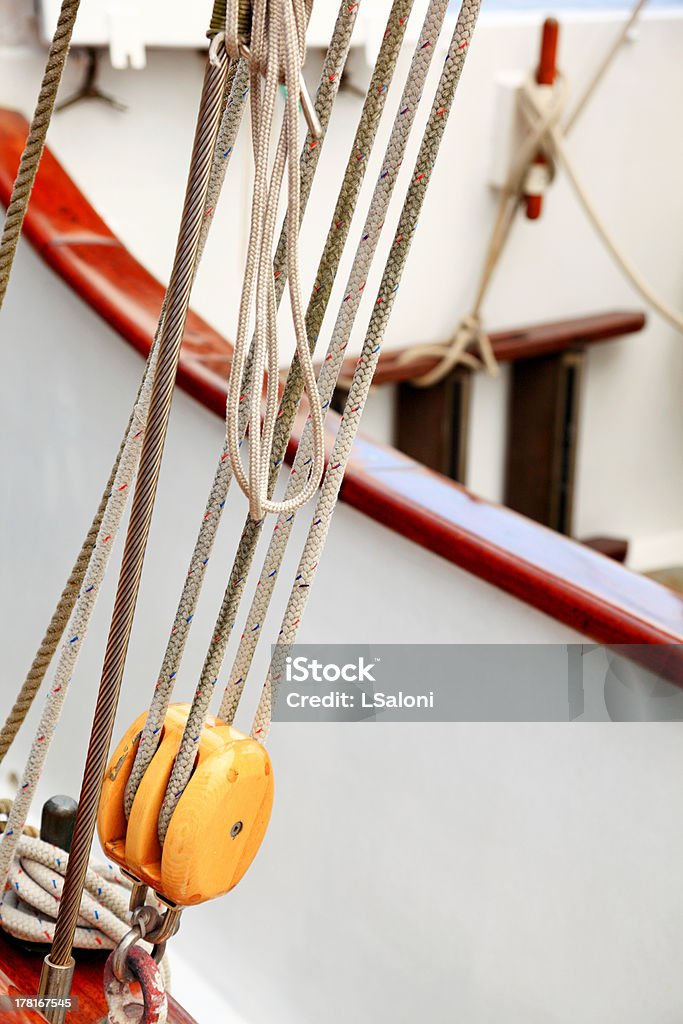 Ship rigging on old yacht Ship rigging rope on old yacht vintage Activity Stock Photo