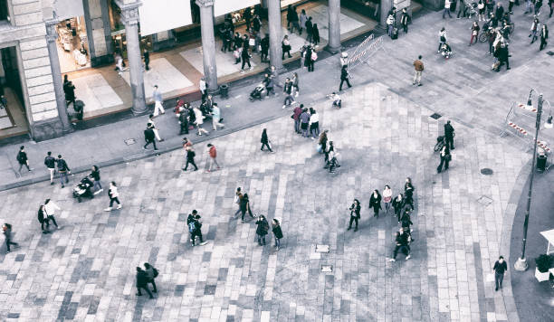istock Aerial View of People Walking. 1781676571