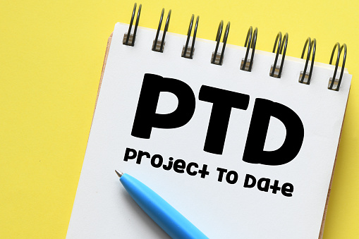 PTD - Project To Date - business concept background
