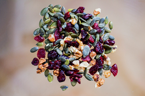 pumpkin seeds, cranberry, walnuts