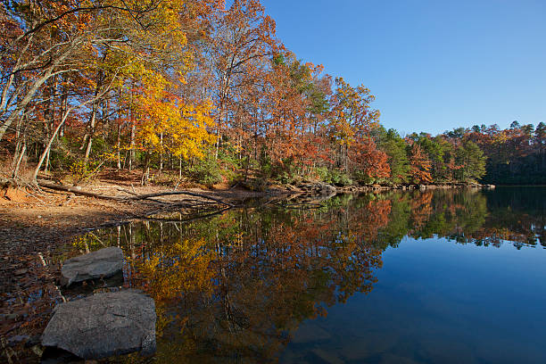 Lake Norman An autumn scenic of Lake Norman in the Piedmont of North Carolina norman style stock pictures, royalty-free photos & images