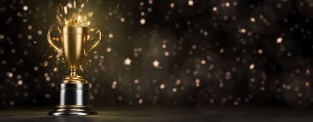 istock Winner's Cup. Achievements. Best in Class Trophy Award. Victory. Top Performance Award. Goal achievement concept. First place in a computer game. Winner certificate. 3D render. 1781714493