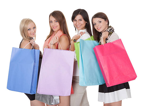 istock Four happy female shoppers 178171550
