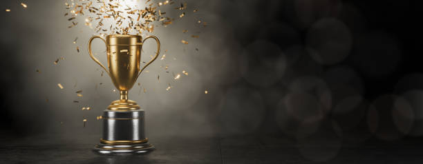 istock Victory. Goal achievement concept. First place in a computer game. Winner's Cup. Achievements. Best in Class Trophy Award. Top Performance Award. Winner certificate. 3D render. 1781715610