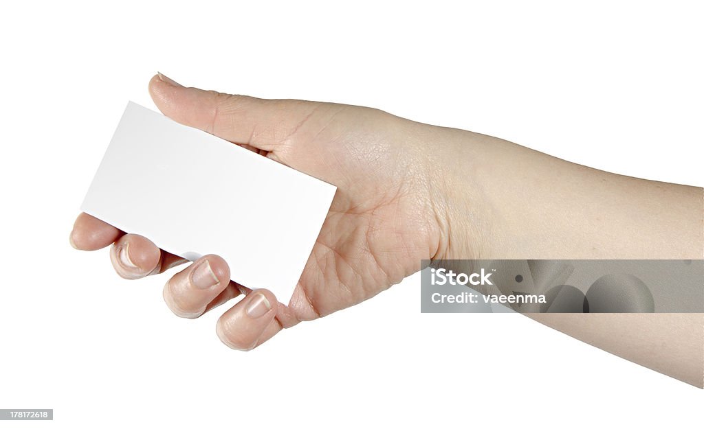 Hand with business card Adult Stock Photo