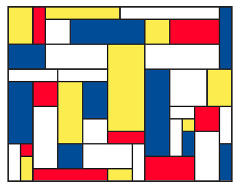 Checkered Piet Mondrian style emulation isolated vector illustration on white background.