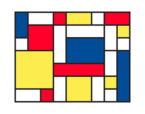 Checkered Piet Mondrian style emulation isolated vector illustration on white background.