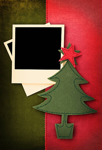istock Fabric Christmas vintage card with photo frame 178175022