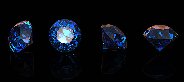 istock Round blue gemstone isolated on black background.  Benitoit. Sap 178175195