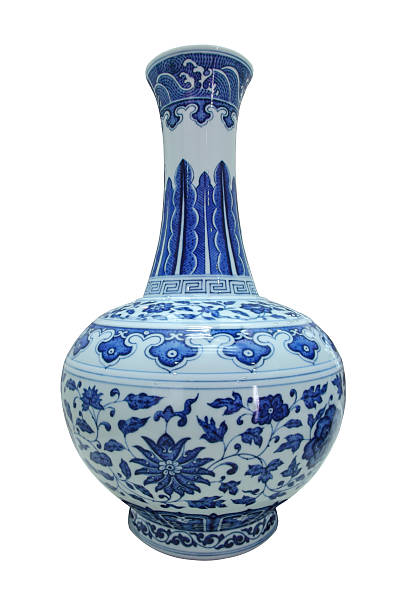 istock blue and white with lotus scroll glazed vase 178175243