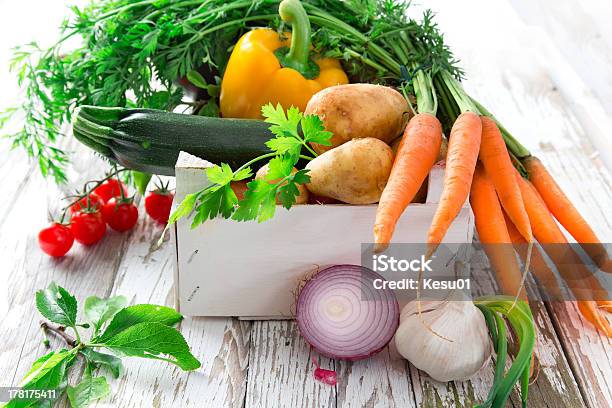 Fresh Vegetables Like Potatoes Carrots Onions Garlic Stock Photo - Download Image Now