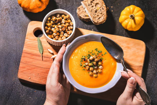 istock Homemade pumpkin soup with crispy roasted chickpeas 1781754617