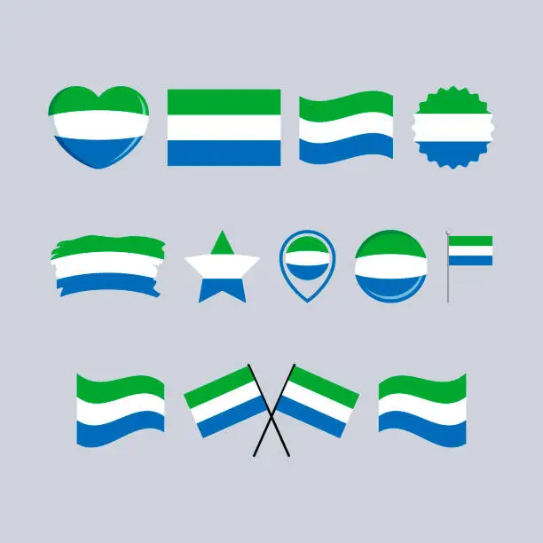 Vector illustration of Sierra Leone flag icon set vector isolated on a gray background