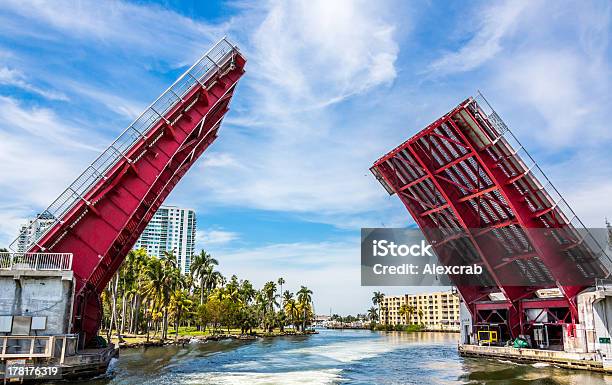 Drawbridge In Miami North West 17 Avenue Stock Photo - Download Image Now - Drawbridge, Miami, Bridge - Built Structure