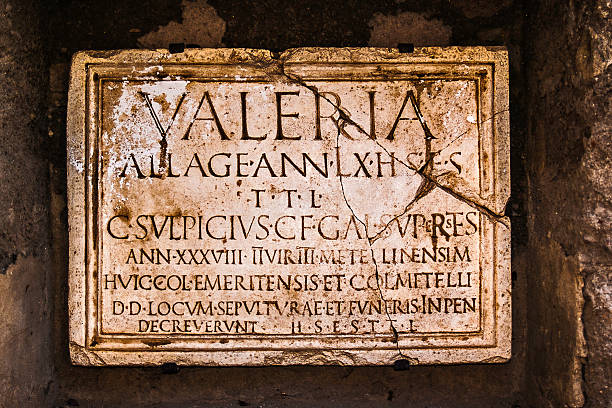 istock Ancient Roman tombstone plate 178176807