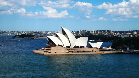 View on Sydney Opera House from Harbour Bridge, Sydney, Australia