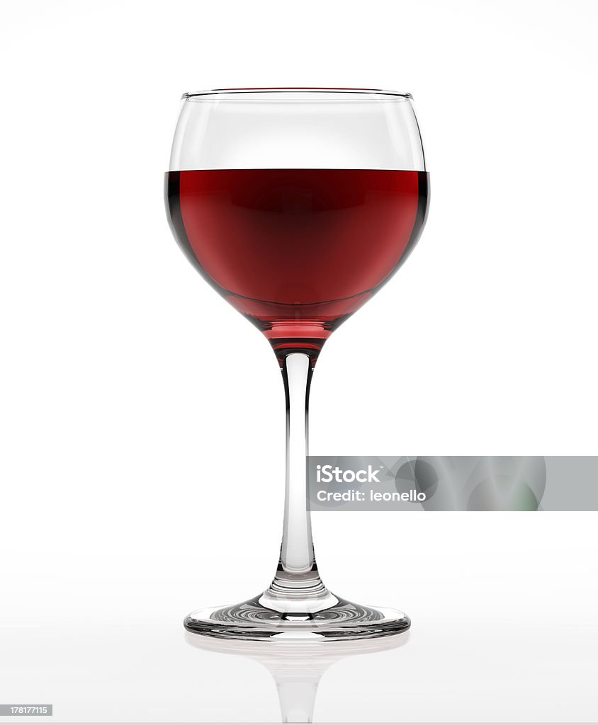 Rotwein Glas, auf weißer Oberfläche und Hintergrund. - Lizenzfrei Alkoholisches Getränk Stock-Foto