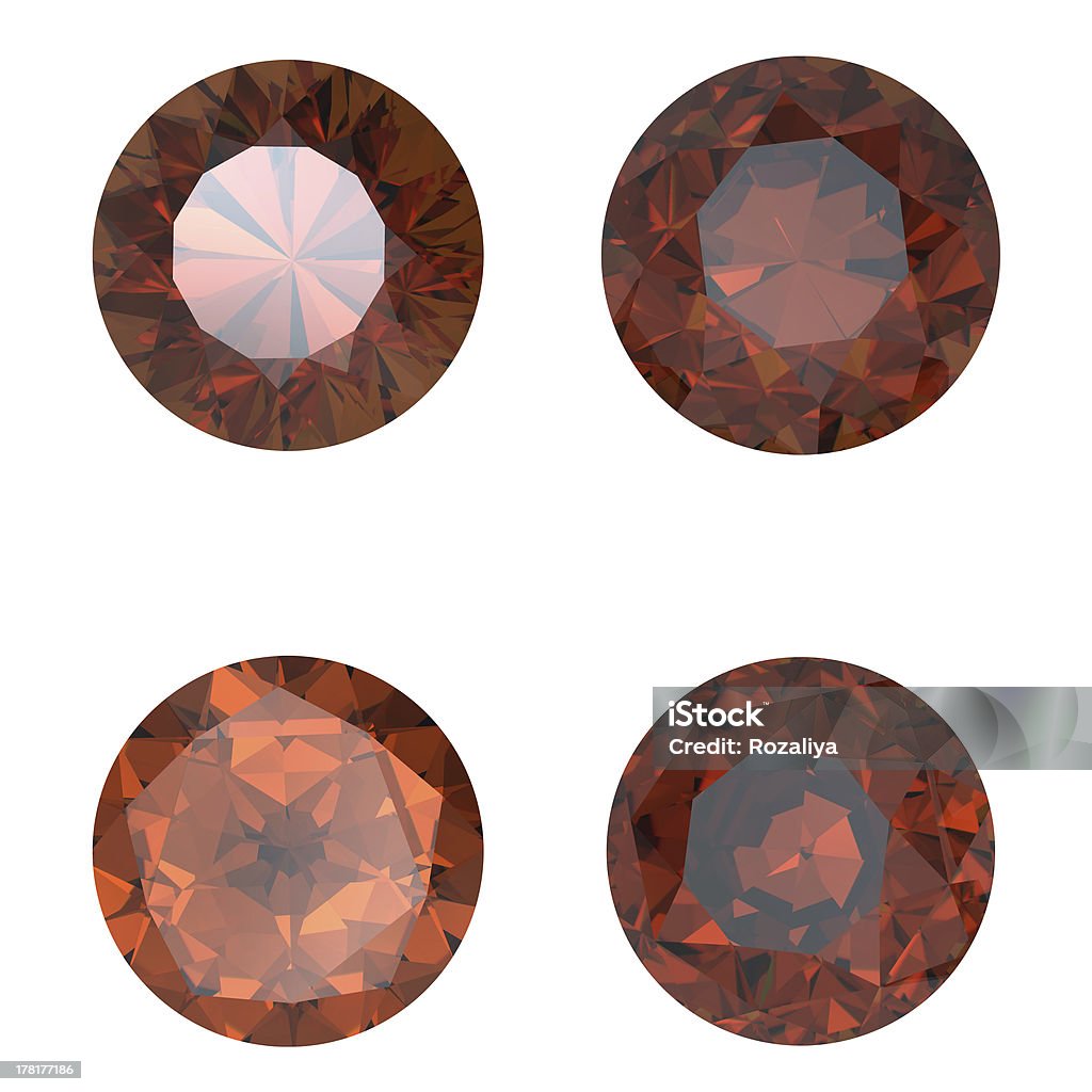 Round Gemstone isolated Round cognac diamond isolated on white background. Gemstone Artificial Stock Photo