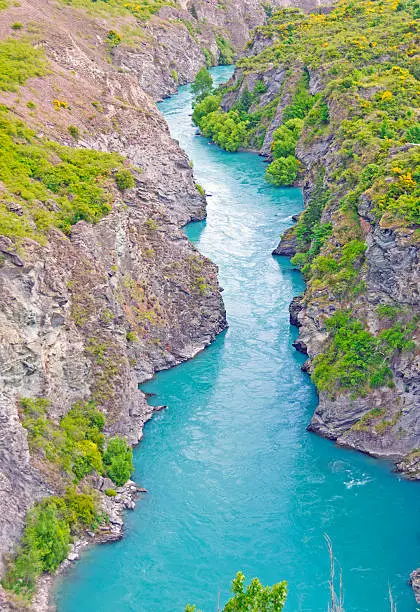 Photo of Glacial River going through a Mountain gorge