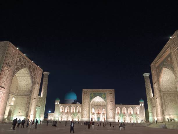 istock Registan Square illuminated at night in Samarkand, Uzbekistan 1781780230
