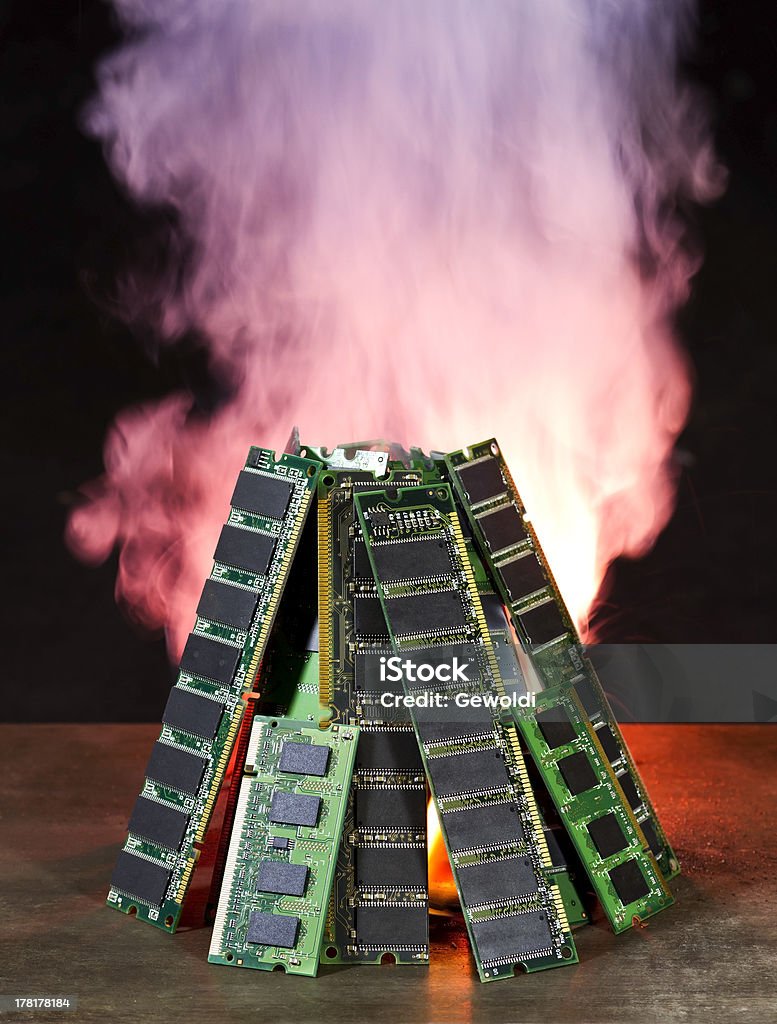 Computer Ram On Fire Burning Computer Memory Stock Photo - Download Image Now - Computer ...