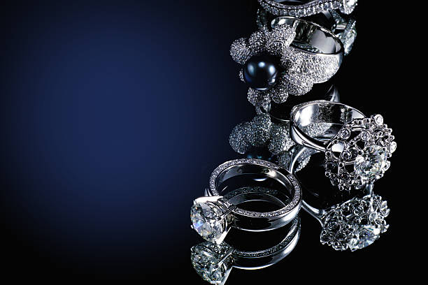 Collectionsof rings with diamond stock photo